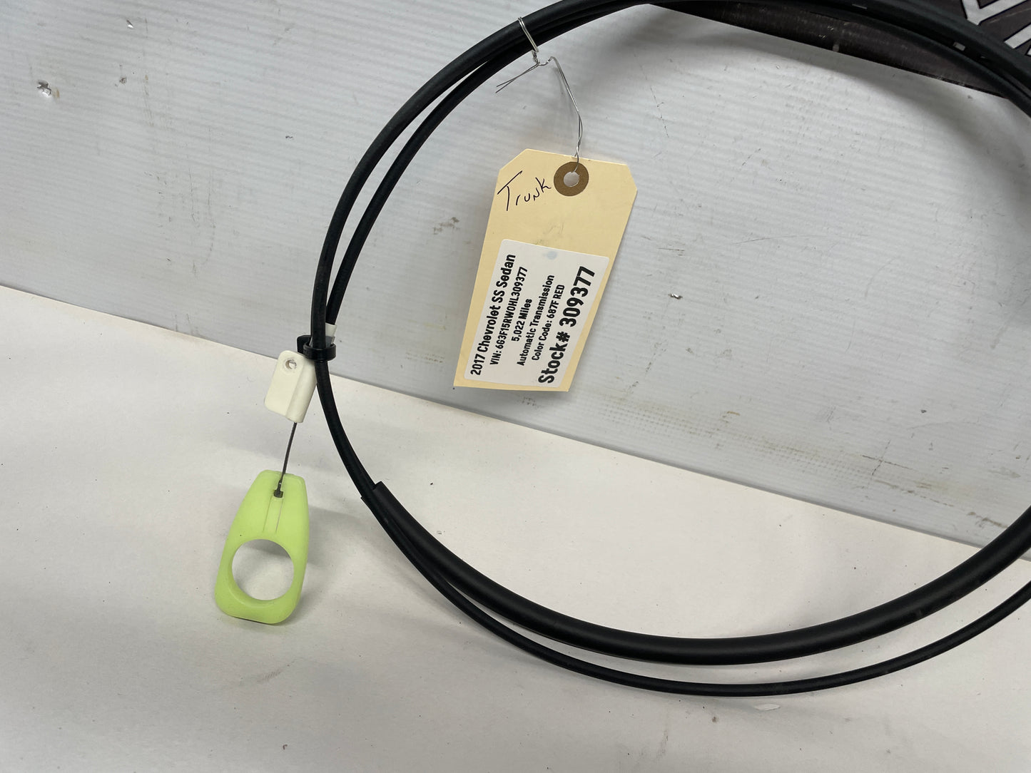 2017 Chevy SS Sedan Trunk Cargo Release Cable OEM - Day's Parts Yard