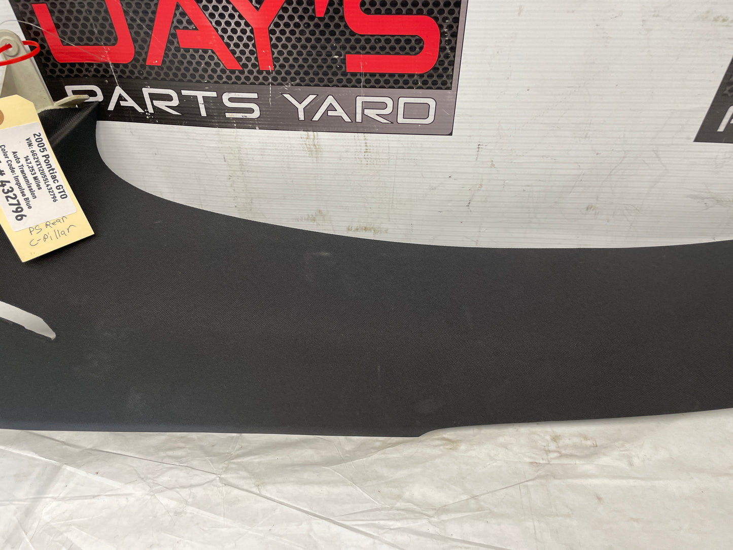 2005 Pontiac GTO RH Passenger Rear Interior C Pillar Seat Belt Trim Cover OEM