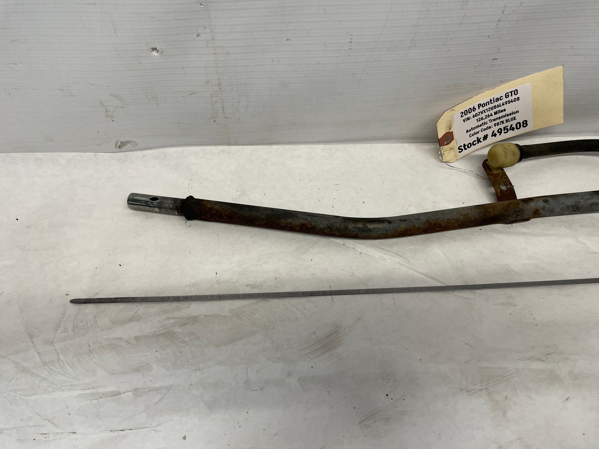 2006 Pontiac GTO Transmission Oil Fluid Dip Stick and Tube OEM - Day's Parts Yard