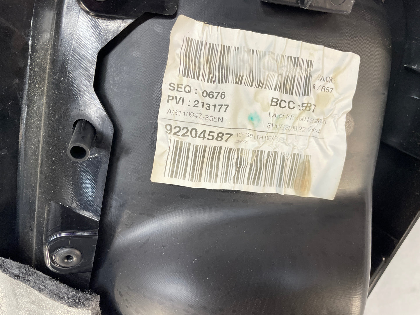 2009 Pontiac G8 GT RH Passenger Rear Interior Door Panel Trim OEM