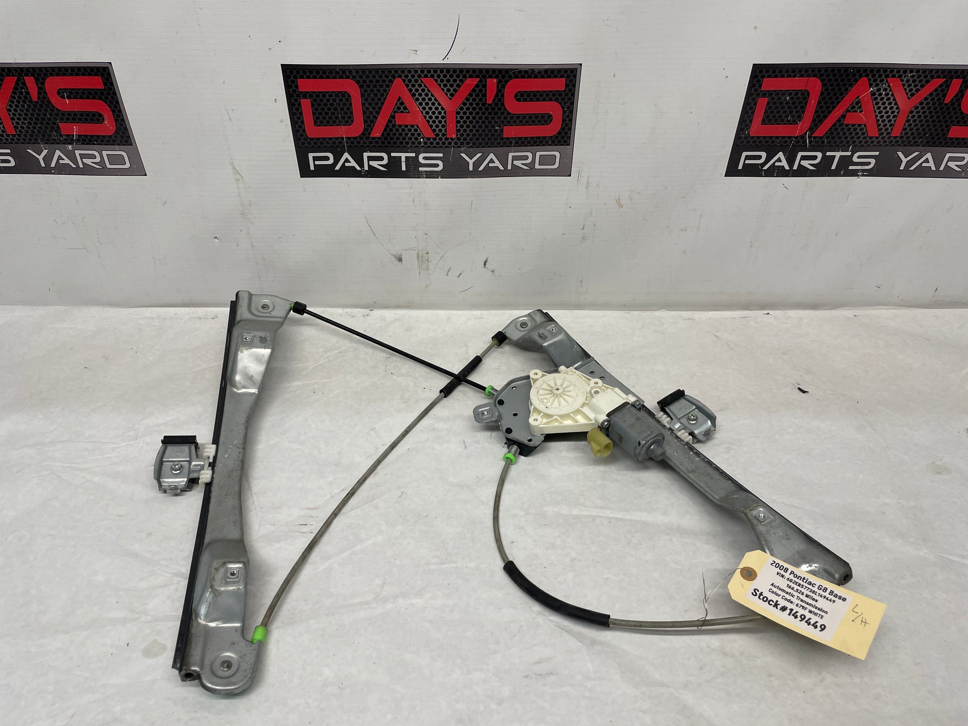 2008 Pontiac G8 Base LH Driver Front Door Window Regulator Motor OEM - Day's Parts Yard