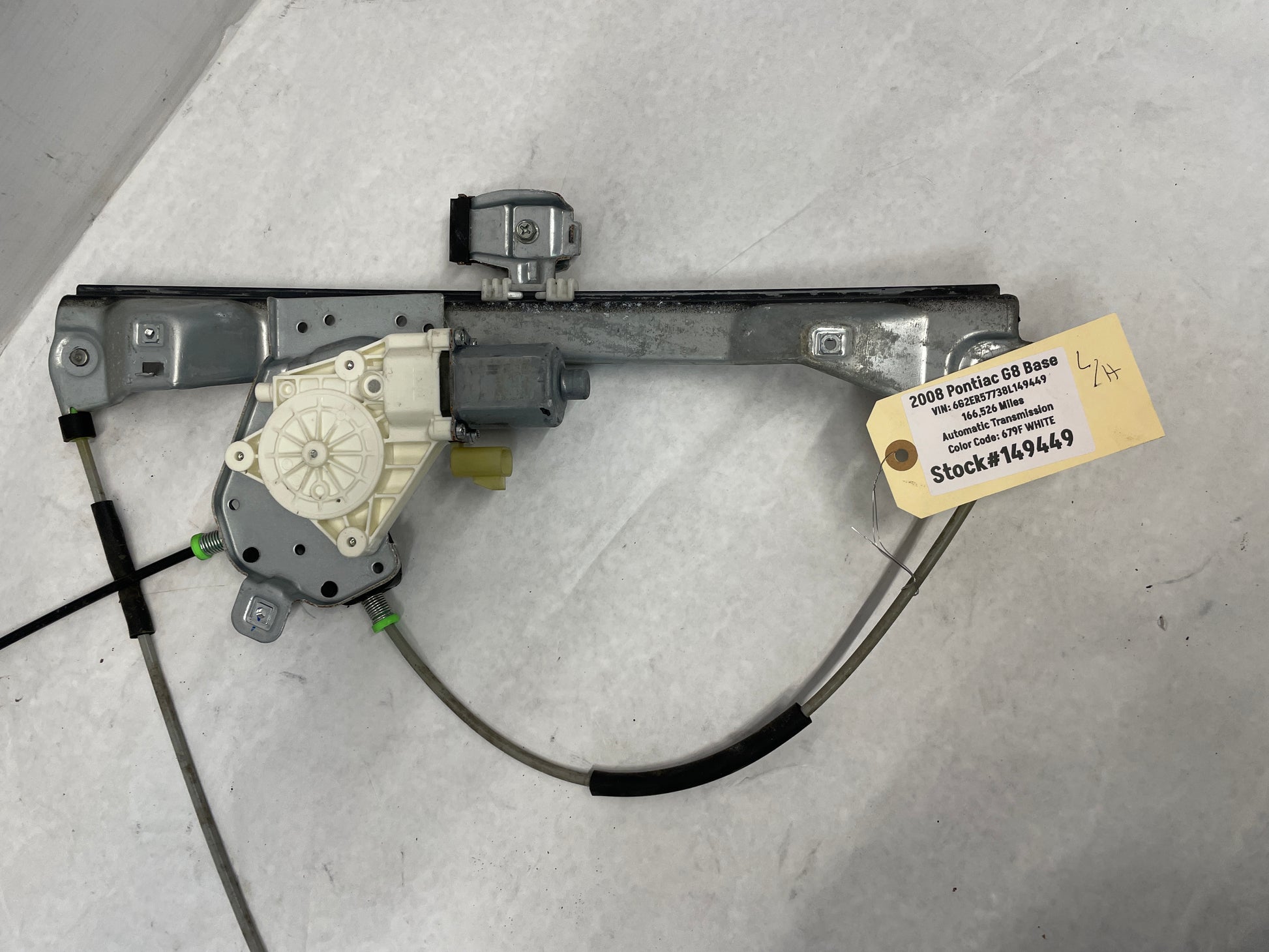 2008 Pontiac G8 Base LH Driver Front Door Window Regulator Motor OEM - Day's Parts Yard