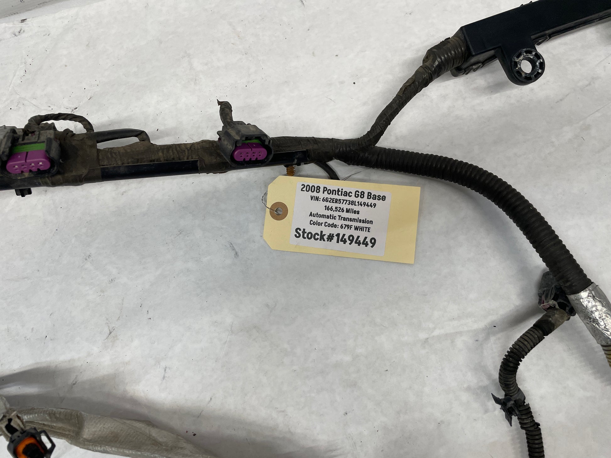 2008 Pontiac G8 Base Front Chassis Engine Bay Fire Wall Wire Wiring Harness OEM - Day's Parts Yard