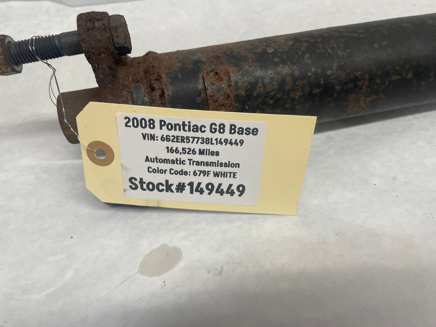 2008 Pontiac G8 Base Automatic Driveshaft Drive Shaft Propeller OEM - Day's Parts Yard