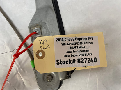 2013 Chevy Caprice PPV RH Passenger Front Window Regulator w/ Motor OEM