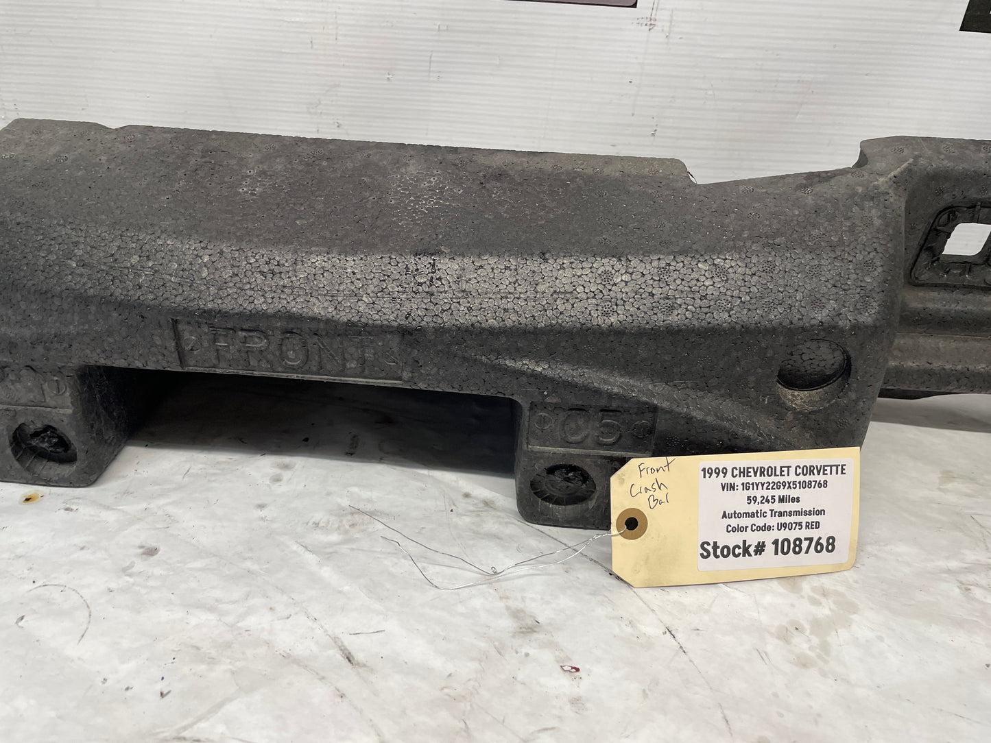 1999 Chevy C5 Corvette Front Bumper Impact Absorber Foam Bar OEM - Day's Parts Yard