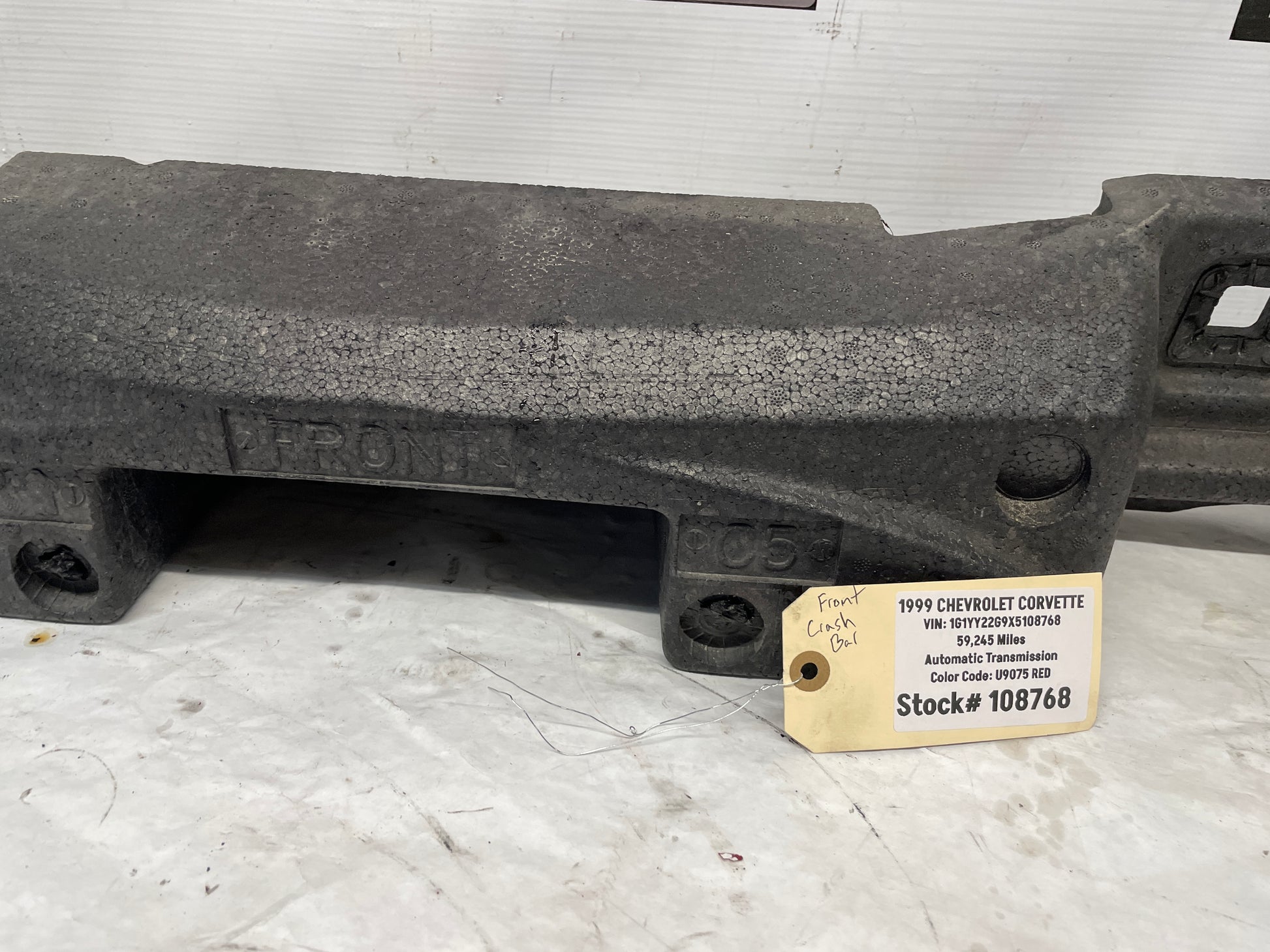 1999 Chevy C5 Corvette Front Bumper Impact Absorber Foam Bar OEM - Day's Parts Yard
