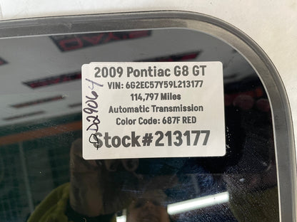 2009 Pontiac G8 GT Sunroof Sun Moon Roof Glass OEM