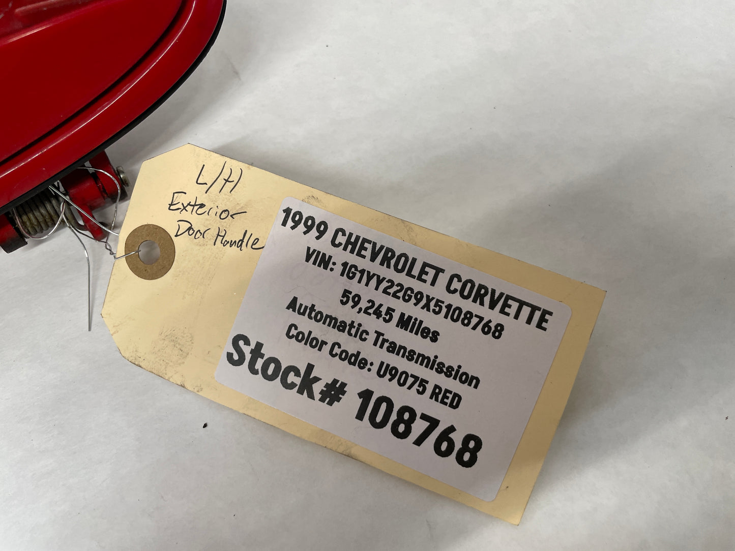 1999 Chevy C5 Corvette LH Driver Exterior Door Handle Red OEM - Day's Parts Yard