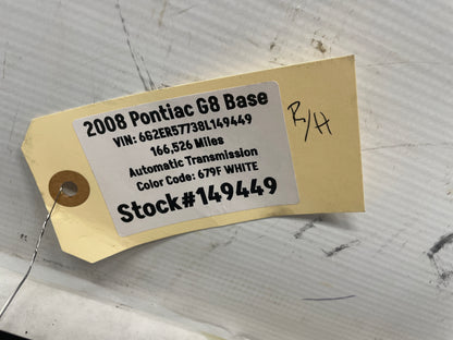 2008 Pontiac G8 Base  RH Passenger Hood Vent Scoop OEM - Day's Parts Yard