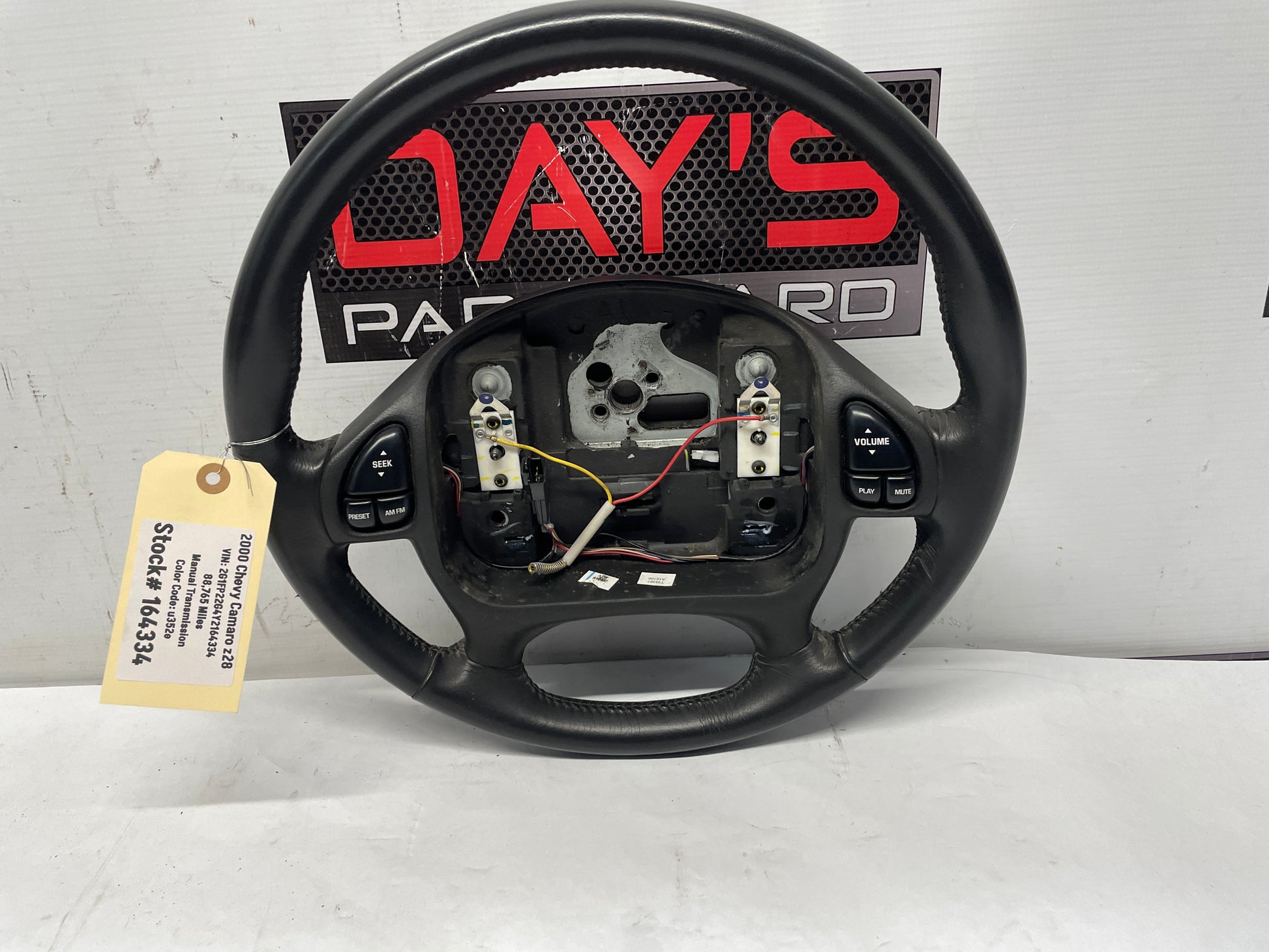 2000 Chevy Camaro Z28 Steering Wheel Ebony Leather OEM - Day's Parts Yard