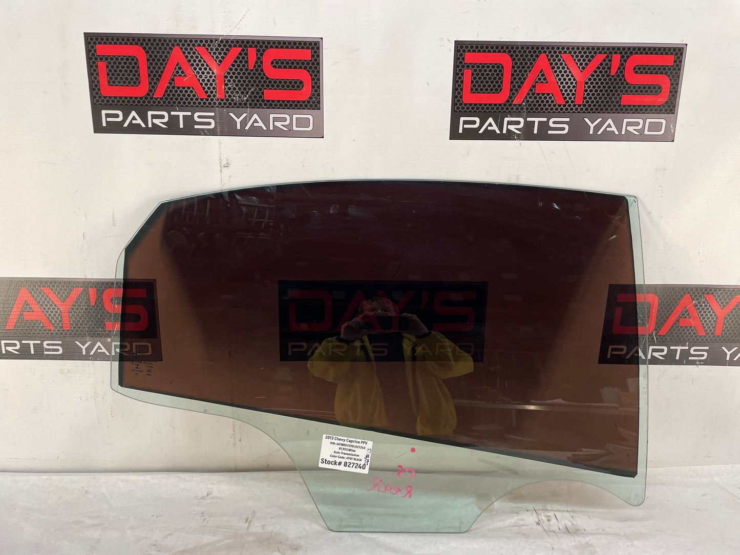 2013 Chevy Caprice PPV RH Passenger Rear Door Window Glass OEM