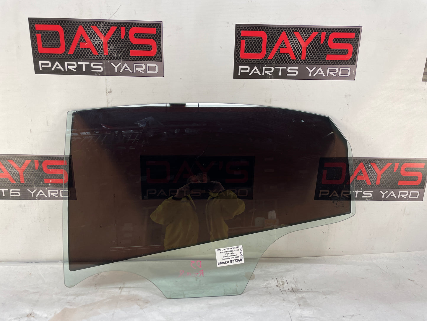 2013 Chevy Caprice LH Driver Rear Door Window Glass OEM