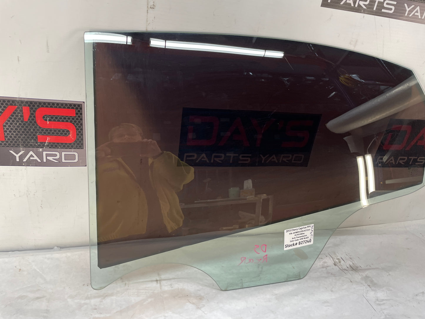 2013 Chevy Caprice LH Driver Rear Door Window Glass OEM