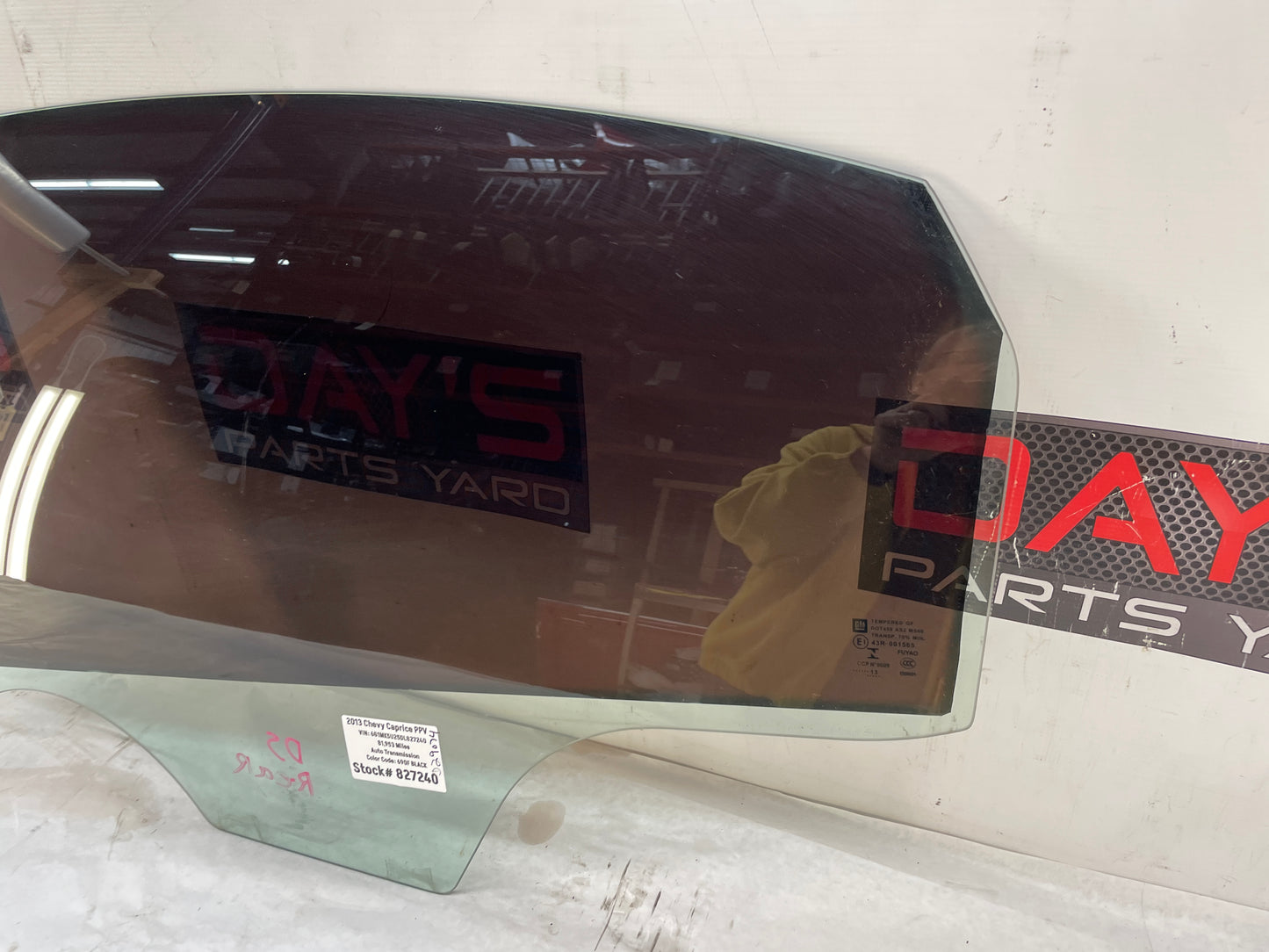 2013 Chevy Caprice LH Driver Rear Door Window Glass OEM