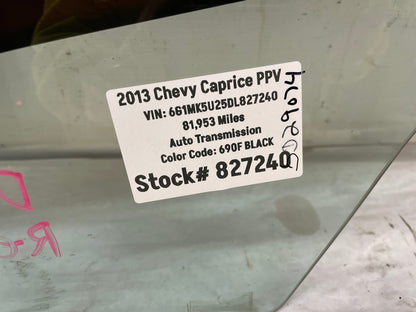2013 Chevy Caprice LH Driver Rear Door Window Glass OEM