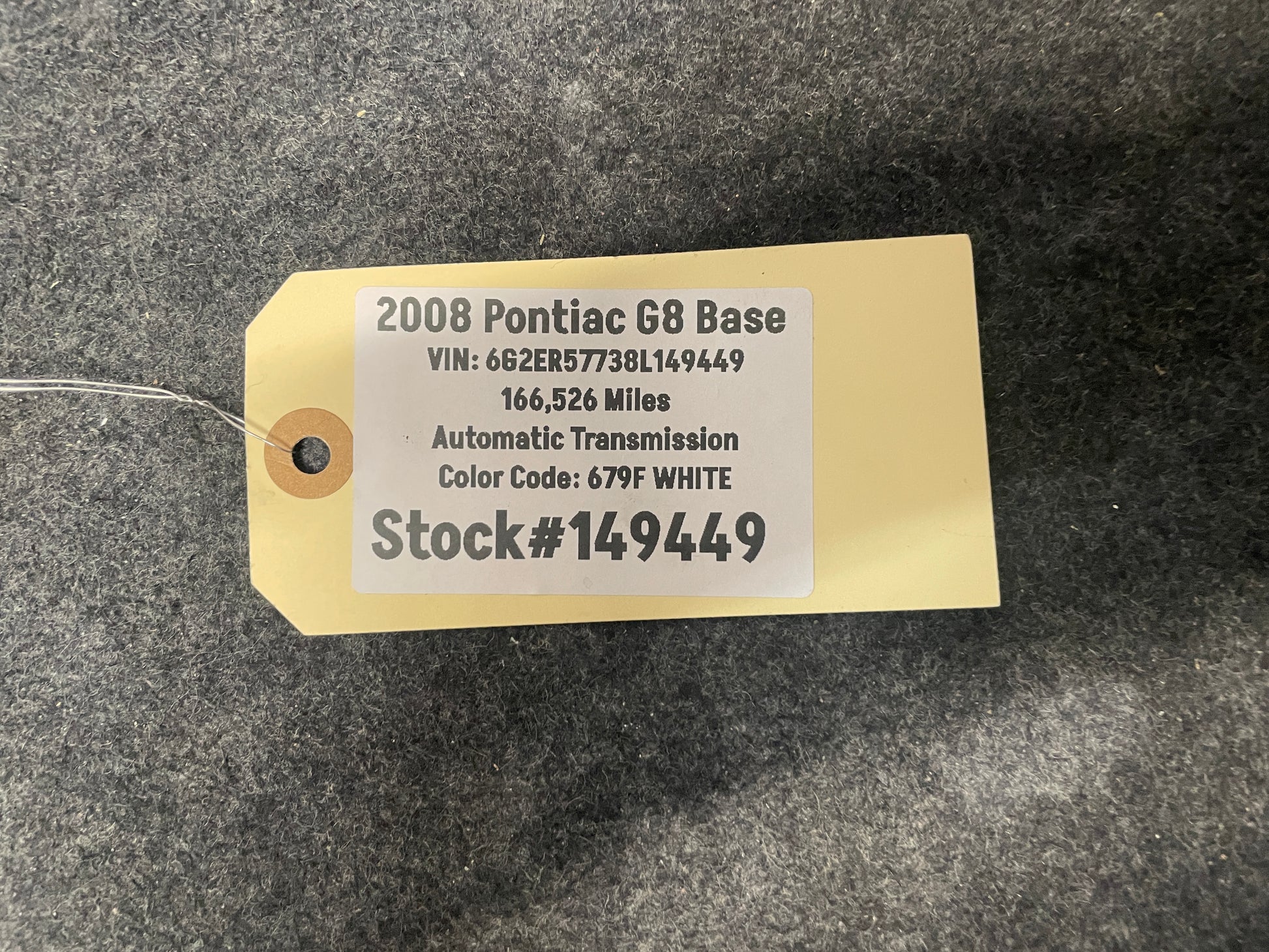 2008 Pontiac G8 Base Spare Tire Trunk Compartment Carpet Mat Cover OEM - Day's Parts Yard