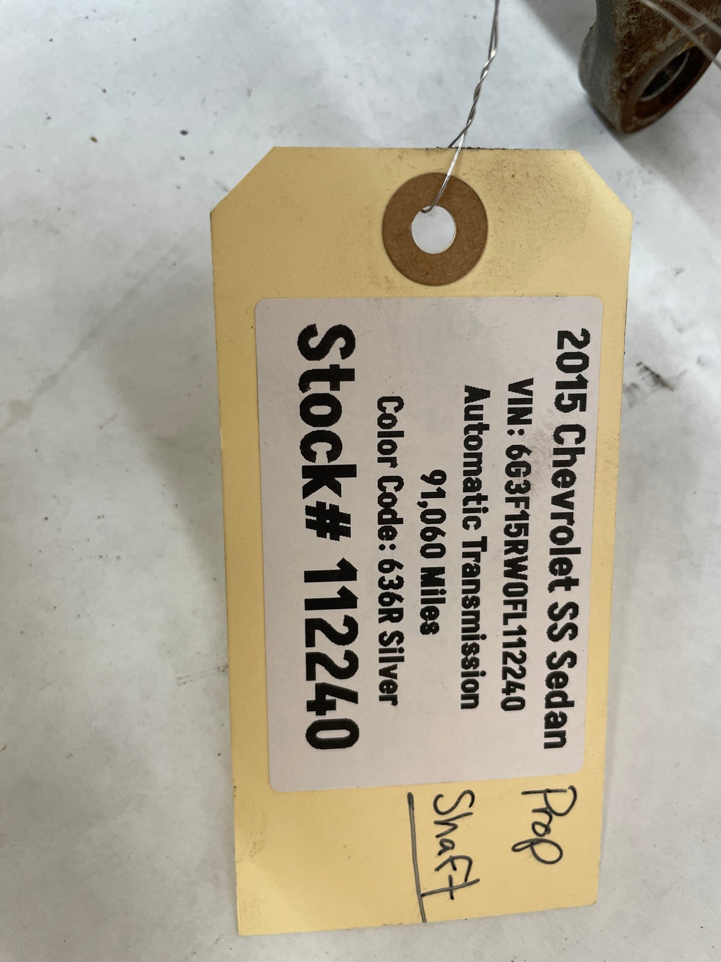 2015 Chevy SS Sedan Automatic Driveshaft Drive Shaft Propeller OEM