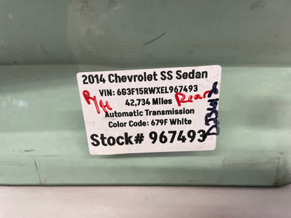 2014 Chevy SS Sedan RH Passenger Rear Door Window Glass OEM