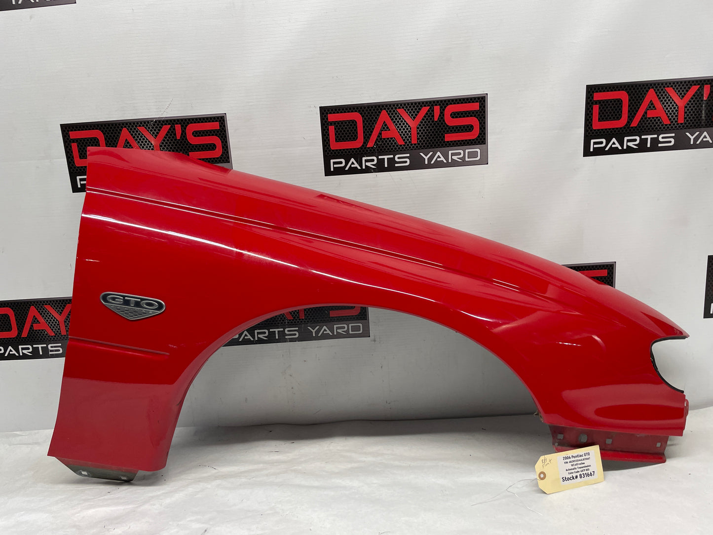 2006 Pontiac GTO LH Driver Front Fender Red OEM - Day's Parts Yard