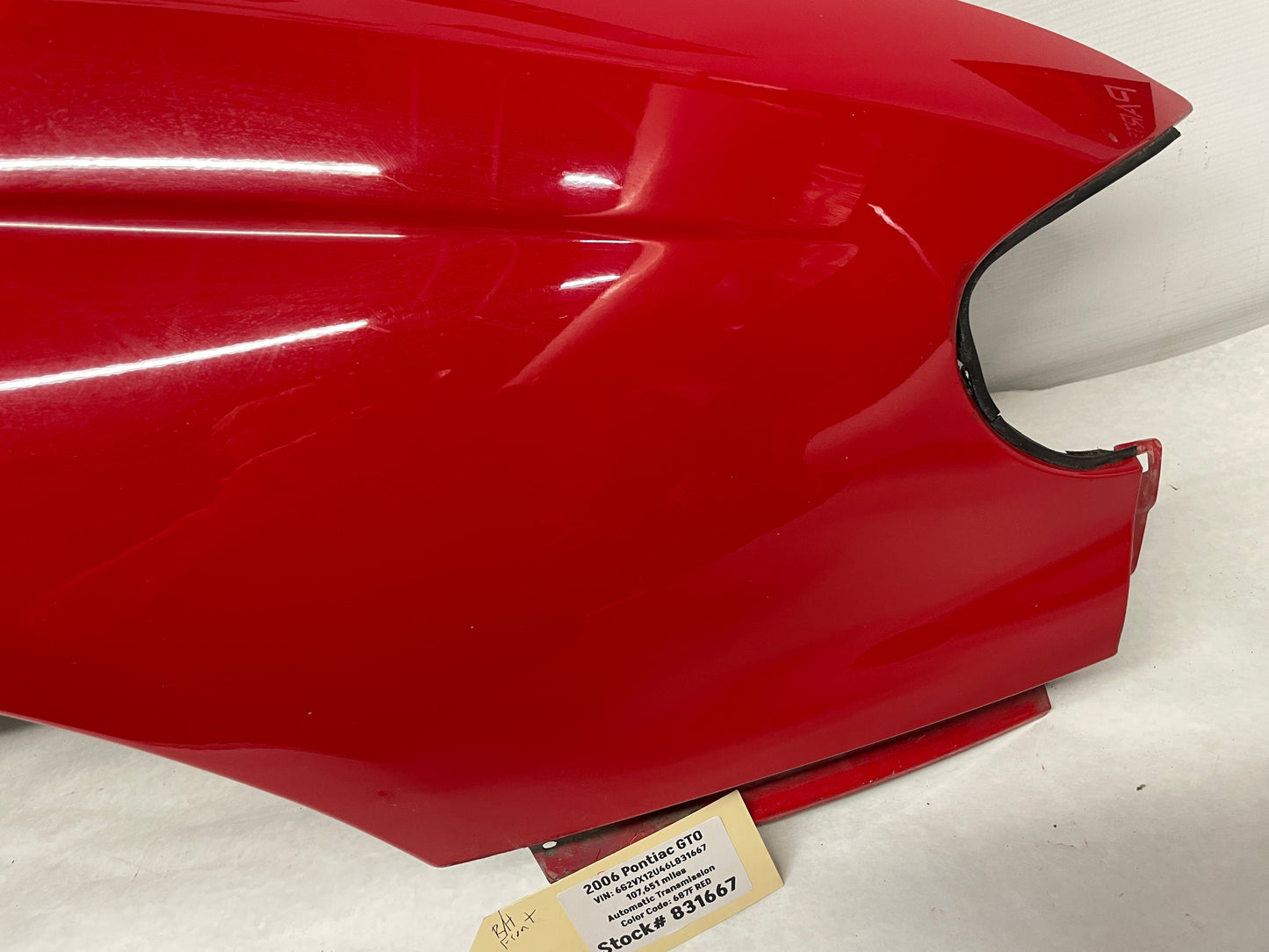 2006 Pontiac GTO LH Driver Front Fender Red OEM - Day's Parts Yard