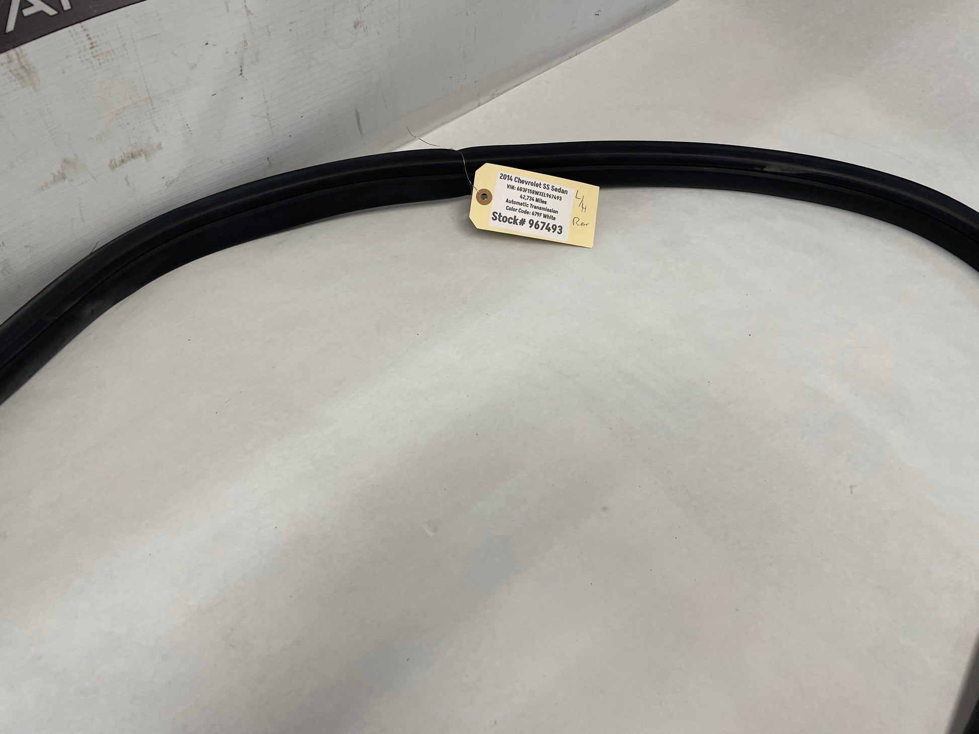 2014 Chevy SS Sedan LH Driver Rear Door Weather Strip Rubber Seal OEM - Day's Parts Yard
