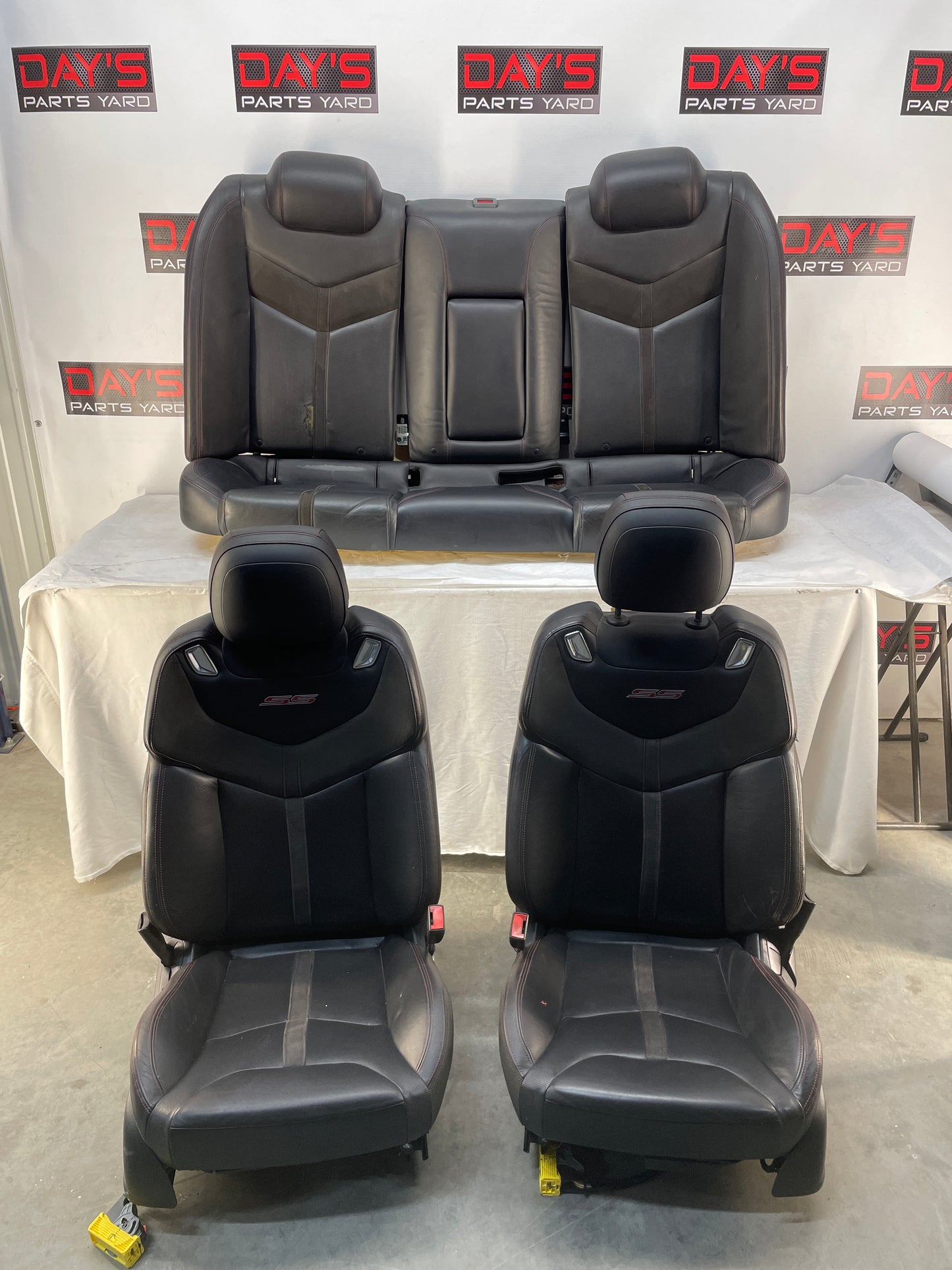 2015 Chevy SS Sedan Seats Fronts and Rears Black Leather Alcantara Suede OEM