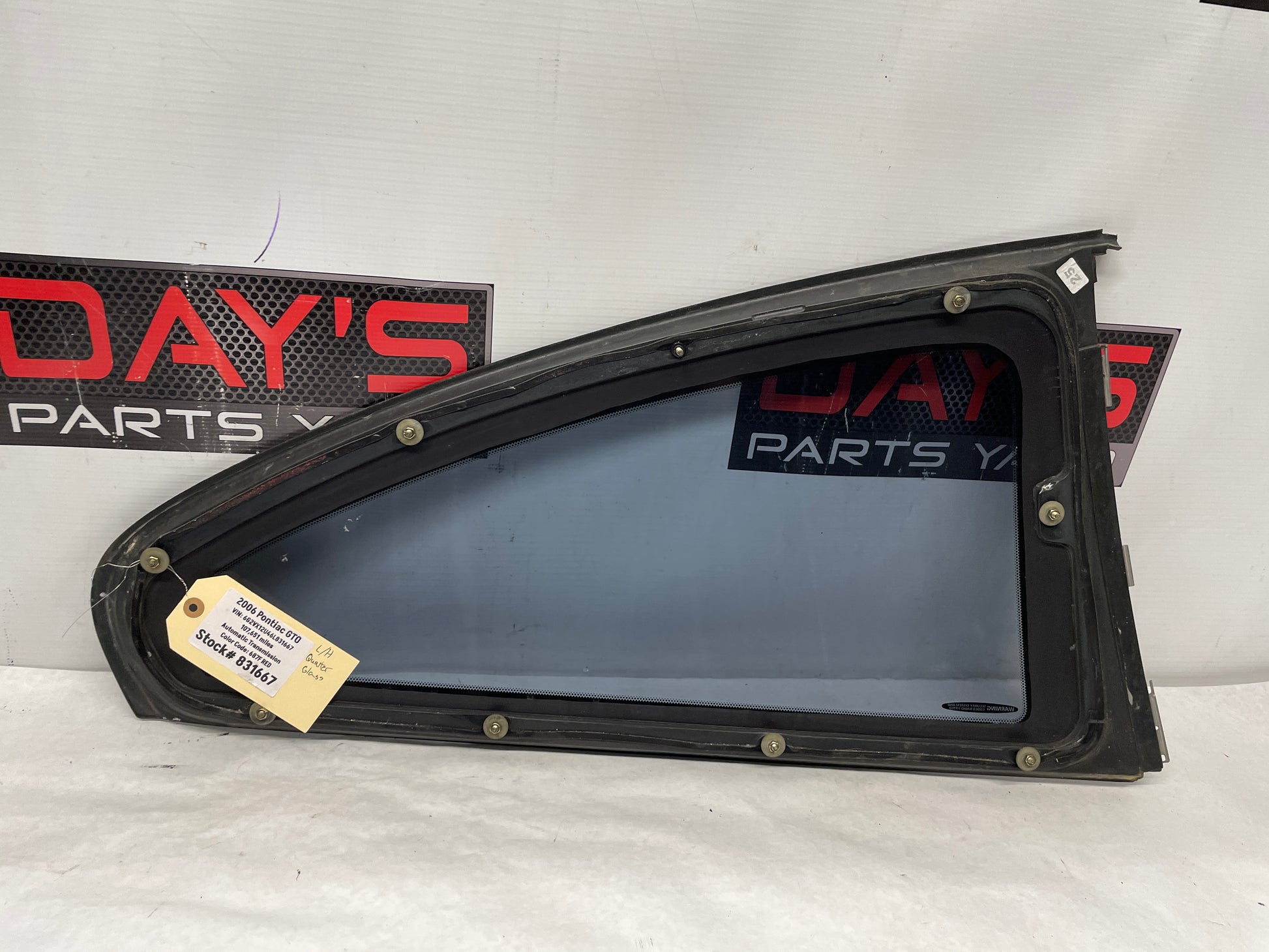 2006 Pontiac GTO LH Driver Rear Quarter Window Glass OEM - Day's Parts Yard