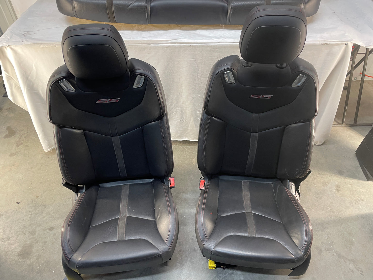 2015 Chevy SS Sedan Seats Fronts and Rears Black Leather Alcantara Suede OEM