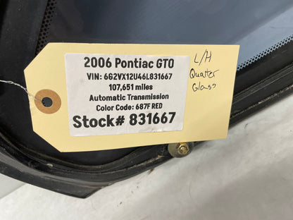 2006 Pontiac GTO LH Driver Rear Quarter Window Glass OEM - Day's Parts Yard