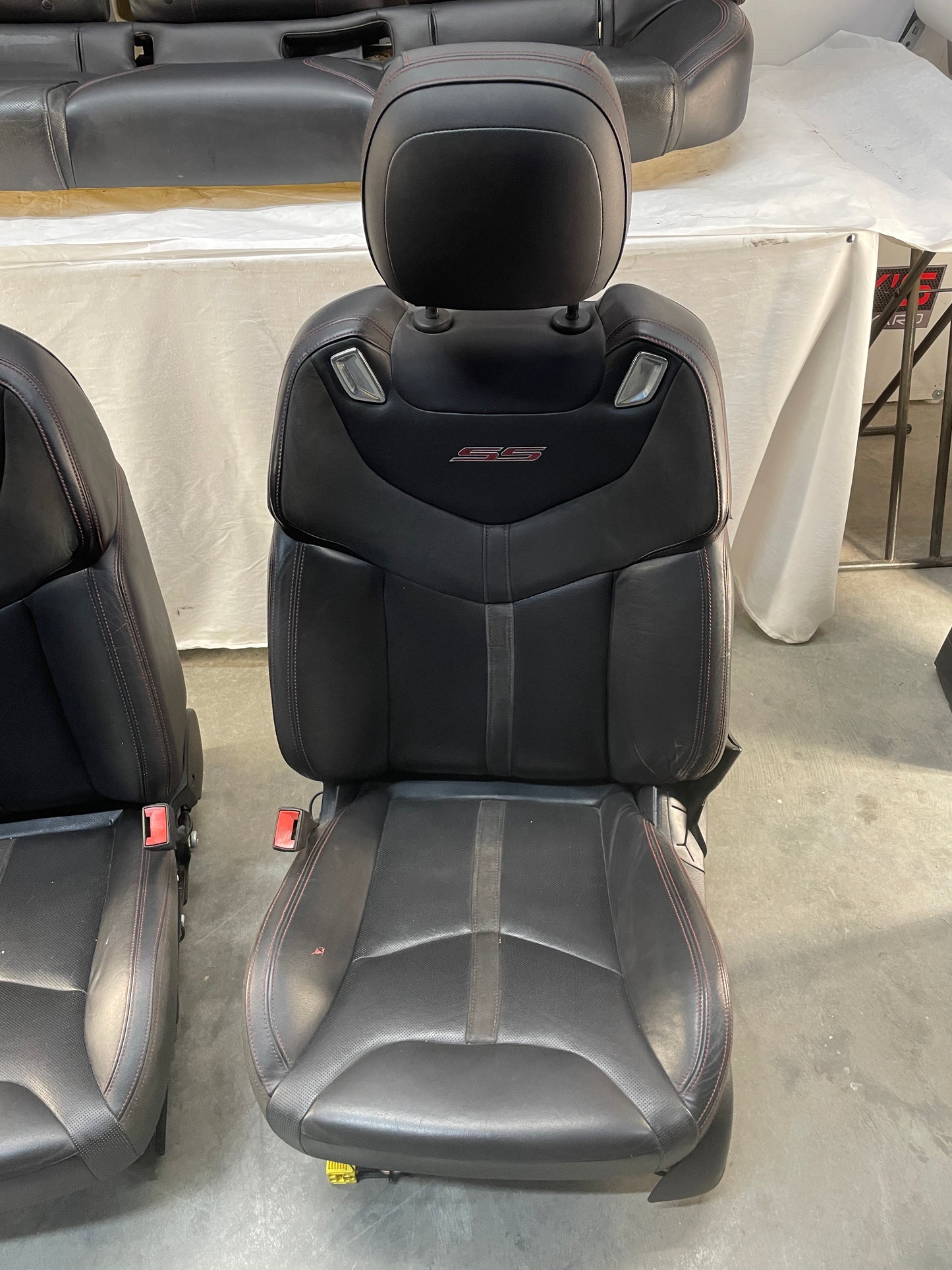 2015 Chevy SS Sedan Seats Fronts and Rears Black Leather Alcantara Suede OEM