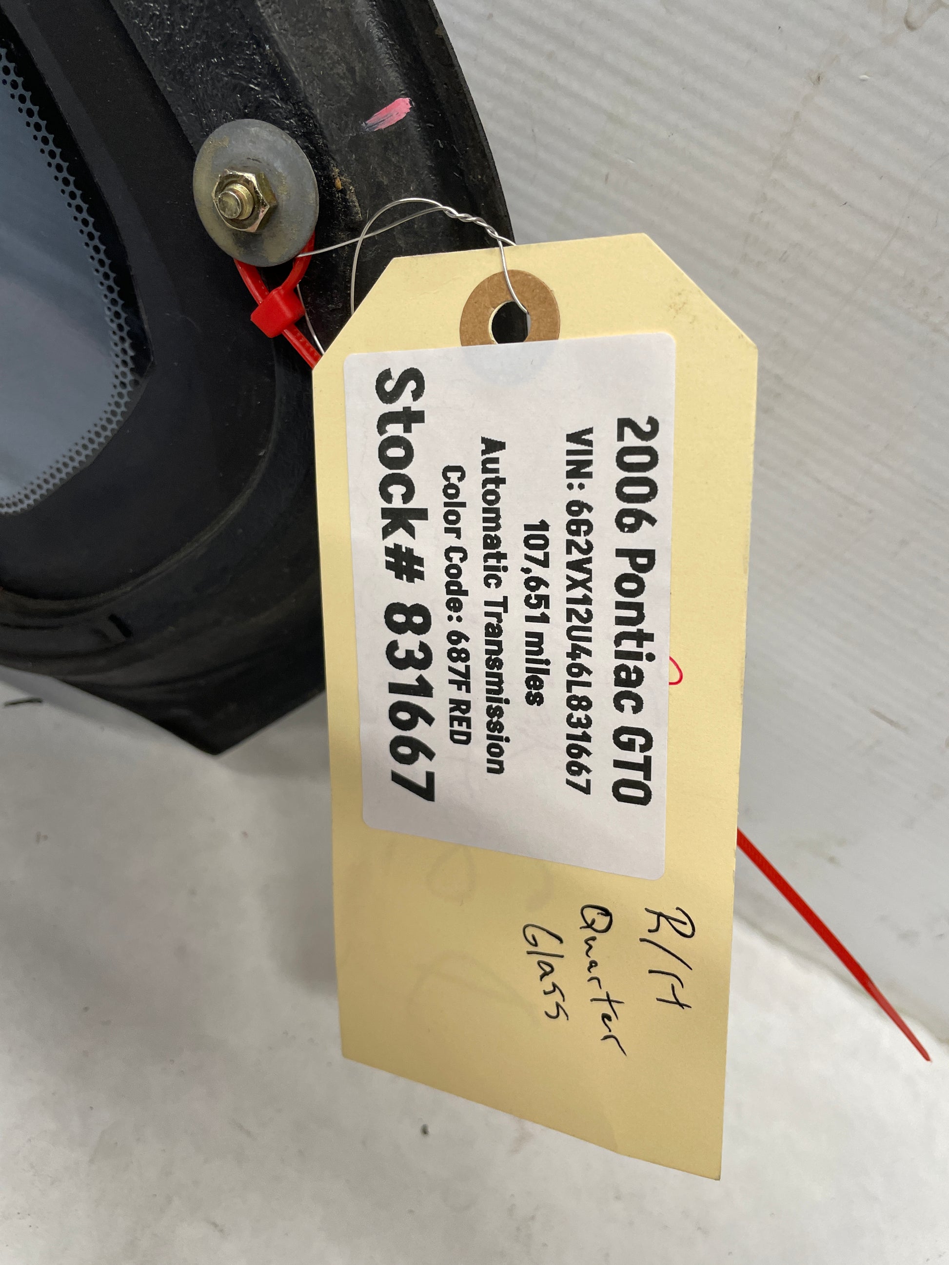 2006 Pontiac GTO RH Passenger Rear Quarter Window Glass OEM - Day's Parts Yard