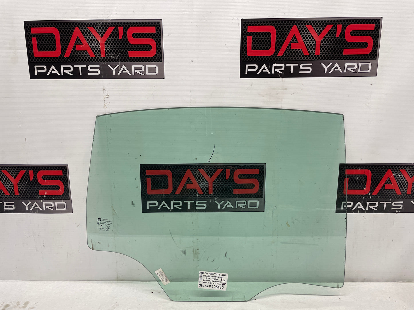 2015 Chevy SS RH Passenger Rear Door Window Glass OEM - Day's Parts Yard