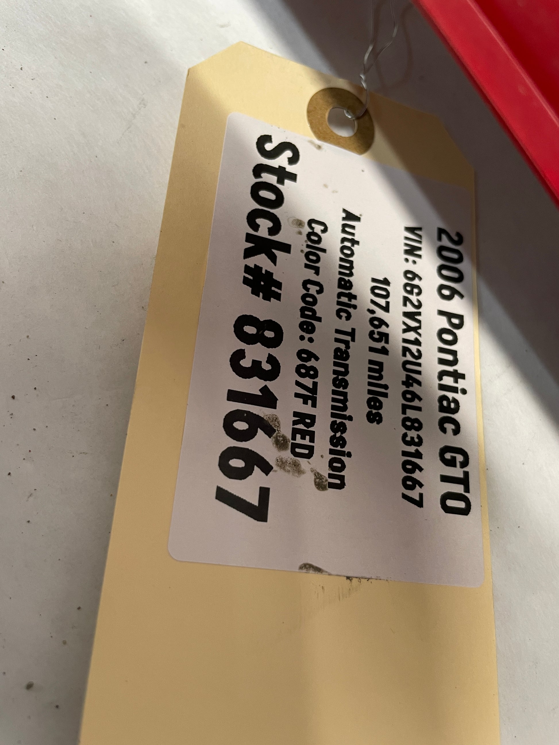 2006 Pontiac GTO Trunk Deck Lid Filler Insert Applique Panel Red OEM - Day's Parts Yard