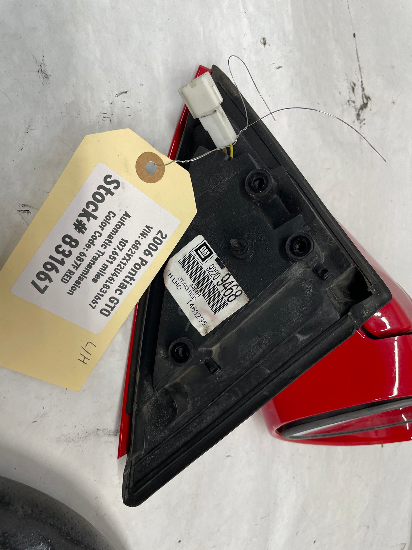 2006 Pontiac GTO RH Passenger Exterior Mirror Red OEM - Day's Parts Yard