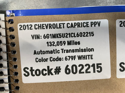 2012 Chevy Caprice PPV RH Passenger Front Window Regulator w/ Motor OEM