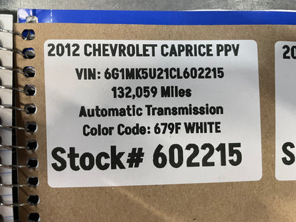 2012 Chevy Caprice LH Driver Front Window Regulator Motor OEM