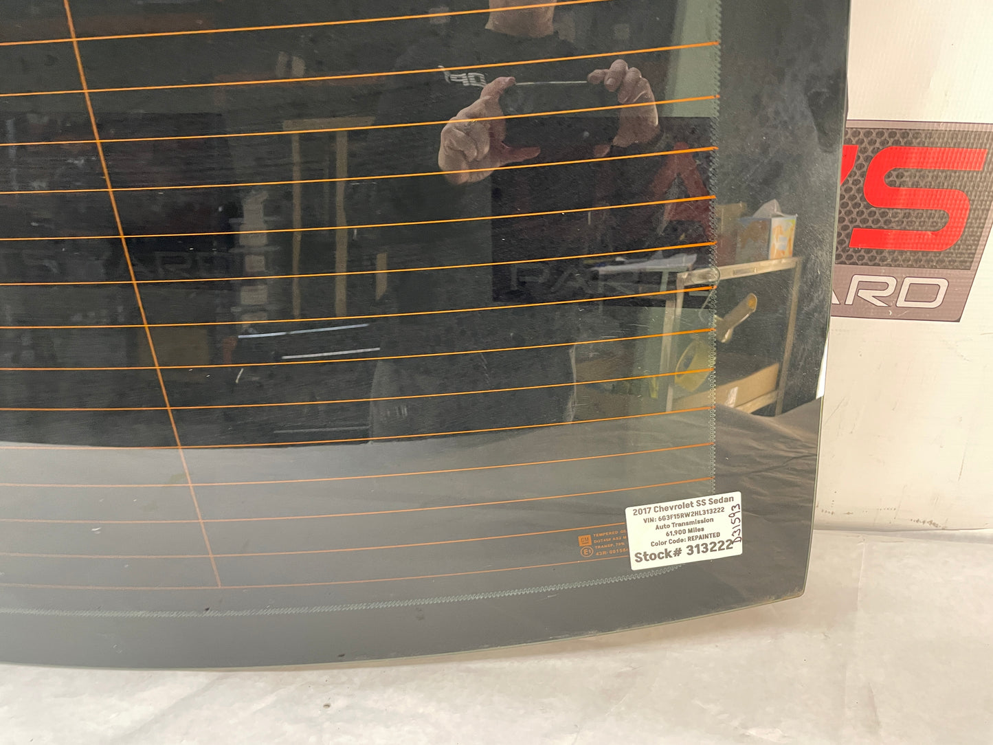 2017 Chevy SS Sedan Rear Back Glass Windshield Window OEM LOCAL PICK UP - Day's Parts Yard