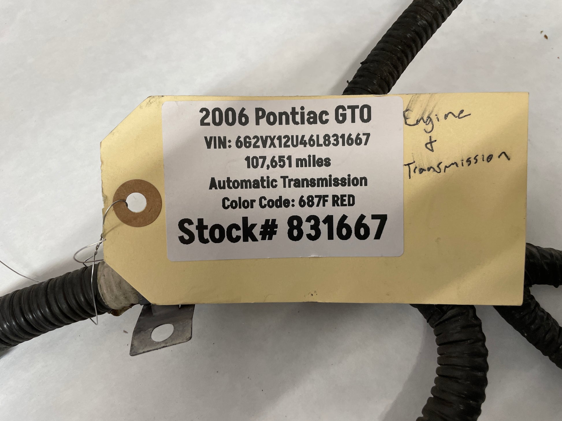 2006 Pontiac GTO Engine Motor Manual Transmission Wire Wiring Harness OEM - Day's Parts Yard