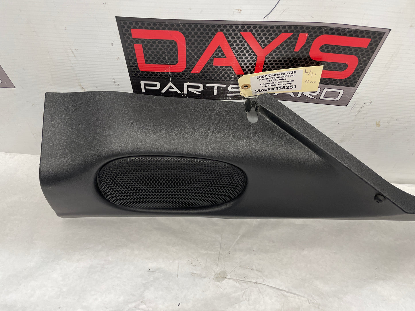 2002 Chevy Camaro Z28 LH Driver Rear Hatch Cargo Trunk Side Panel Trim OEM - Day's Parts Yard