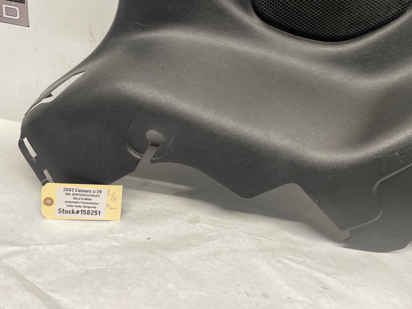 2002 Chevy Camaro Z28 LH Driver Rear Interior Quarter Trim Panel Ebony Black OEM - Day's Parts Yard