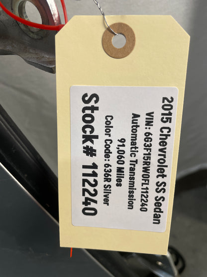 2015 Chevy SS Sedan RH Passenger Exterior Rear Door Silver OEM