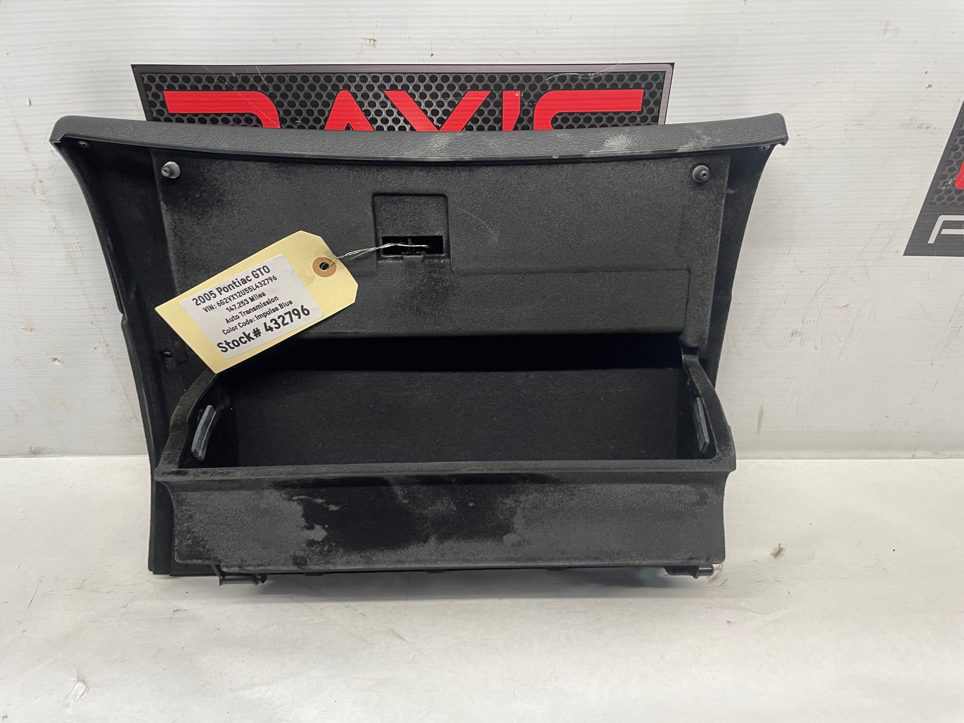2005 Pontiac GTO Glove Box Assembly Compartment Black Suede OEM OEM - Day's Parts Yard