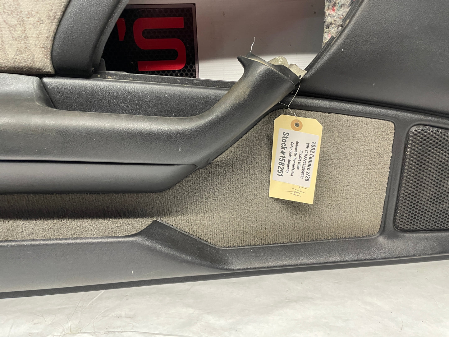 2002 Chevy Camaro Z28  LH Driver Interior Door Panel Trim Ebony Black OEM - Day's Parts Yard