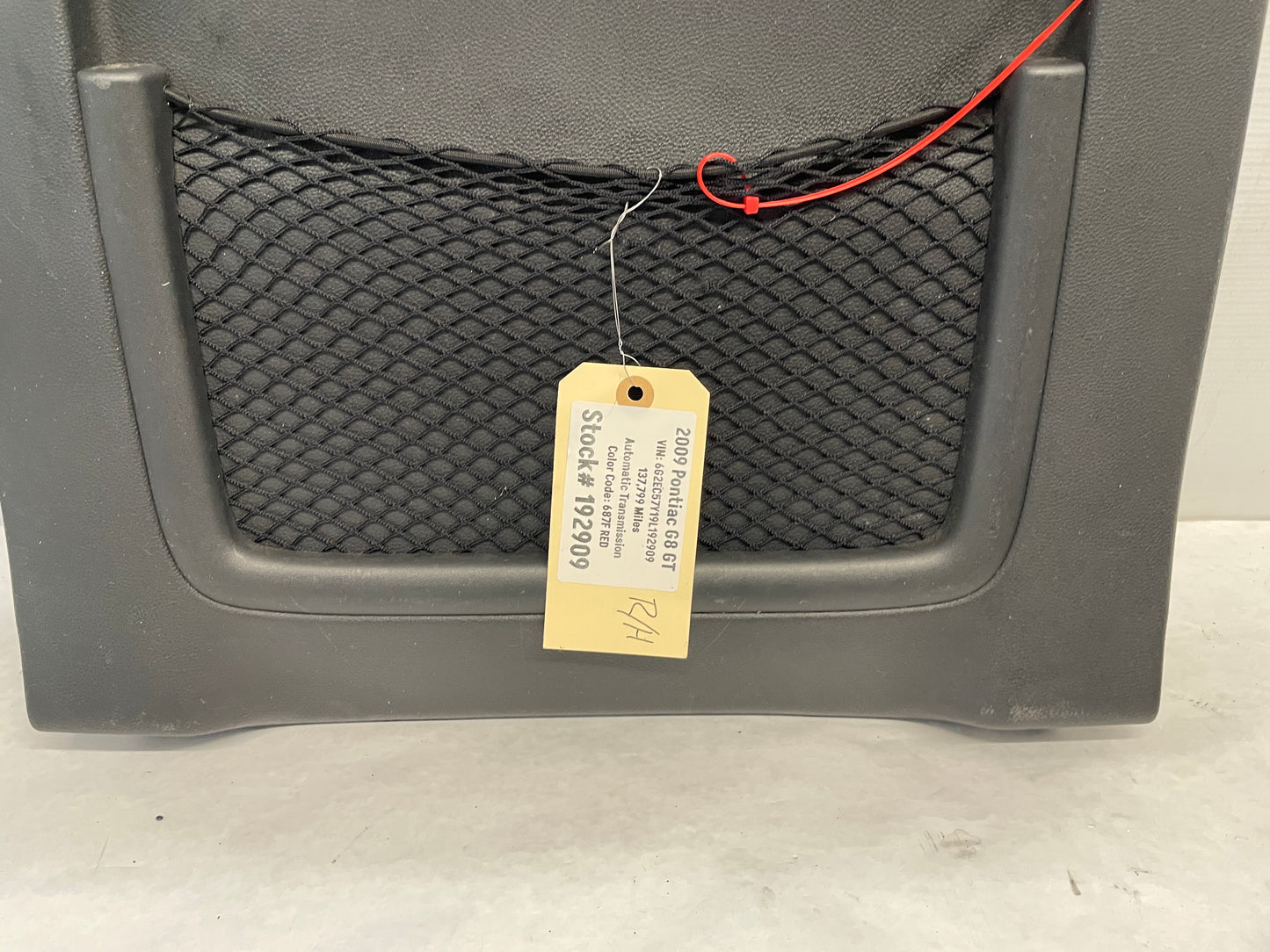 2009 Pontiac G8 GT RH Passenger Front Seat Rear Map Pocket Back Panel OEM
