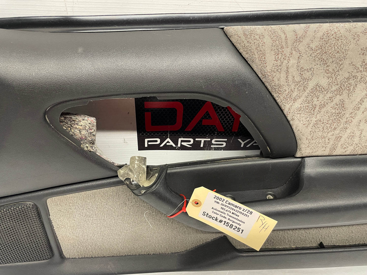 2002 Chevy Camaro Z28 RH Passenger Interior Door Panel Trim Ebony Black OEM - Day's Parts Yard