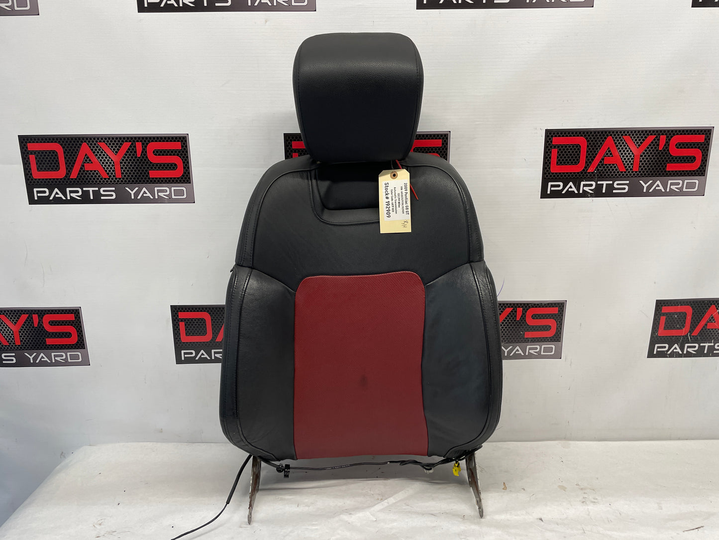 2009 Pontiac G8 GT RH Passenger Front Seat Top Cushion Frame Cover Red & Black Leather OEM