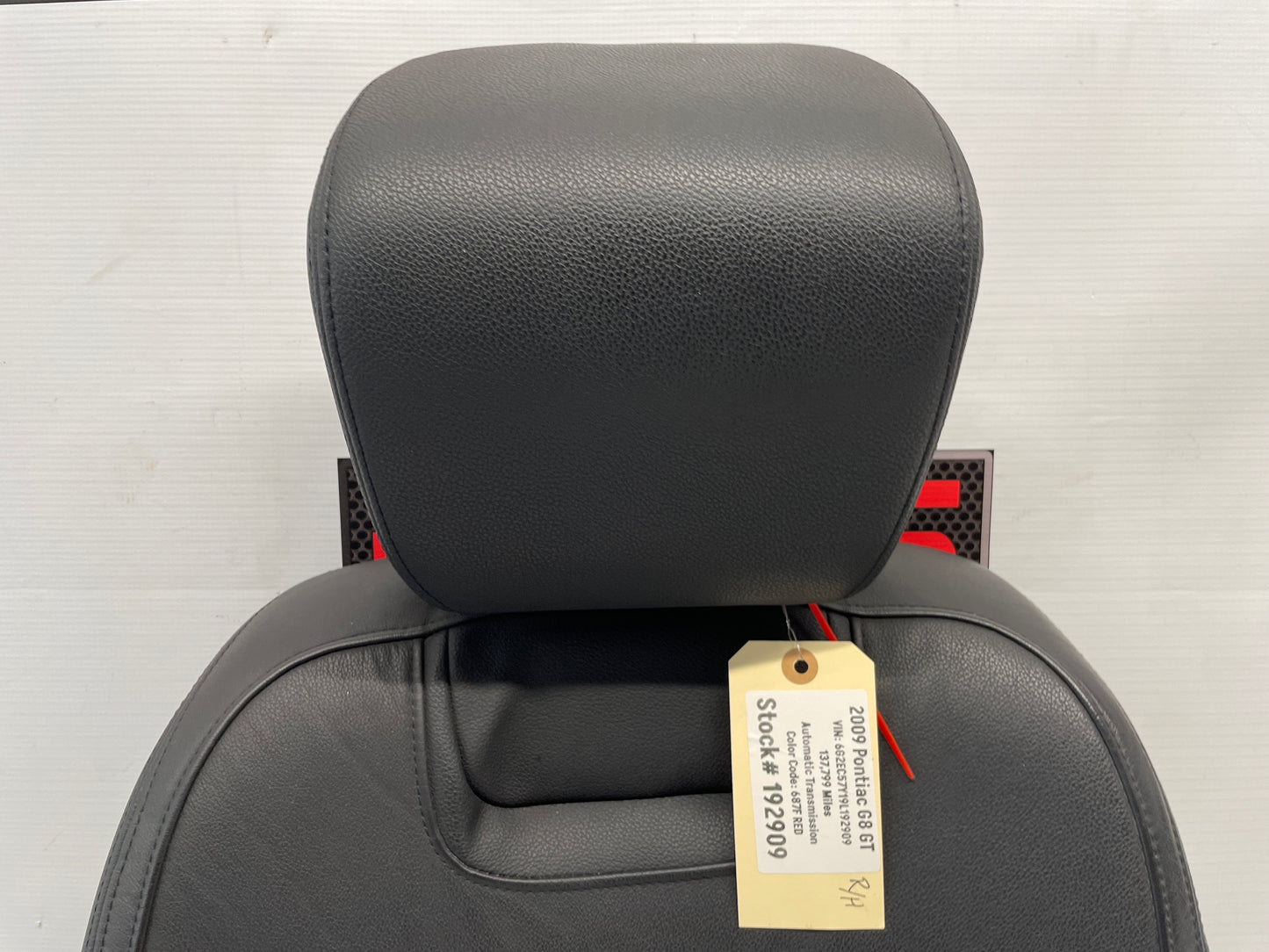 2009 Pontiac G8 GT RH Passenger Front Seat Top Cushion Frame Cover Red & Black Leather OEM