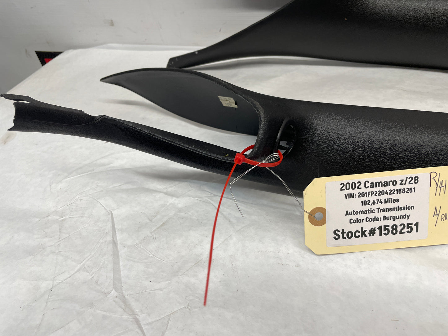 2002 Chevy Camaro Z28 RH & LH Hard Top Hardtop Interior A Pillars Trims OEM - Day's Parts Yard