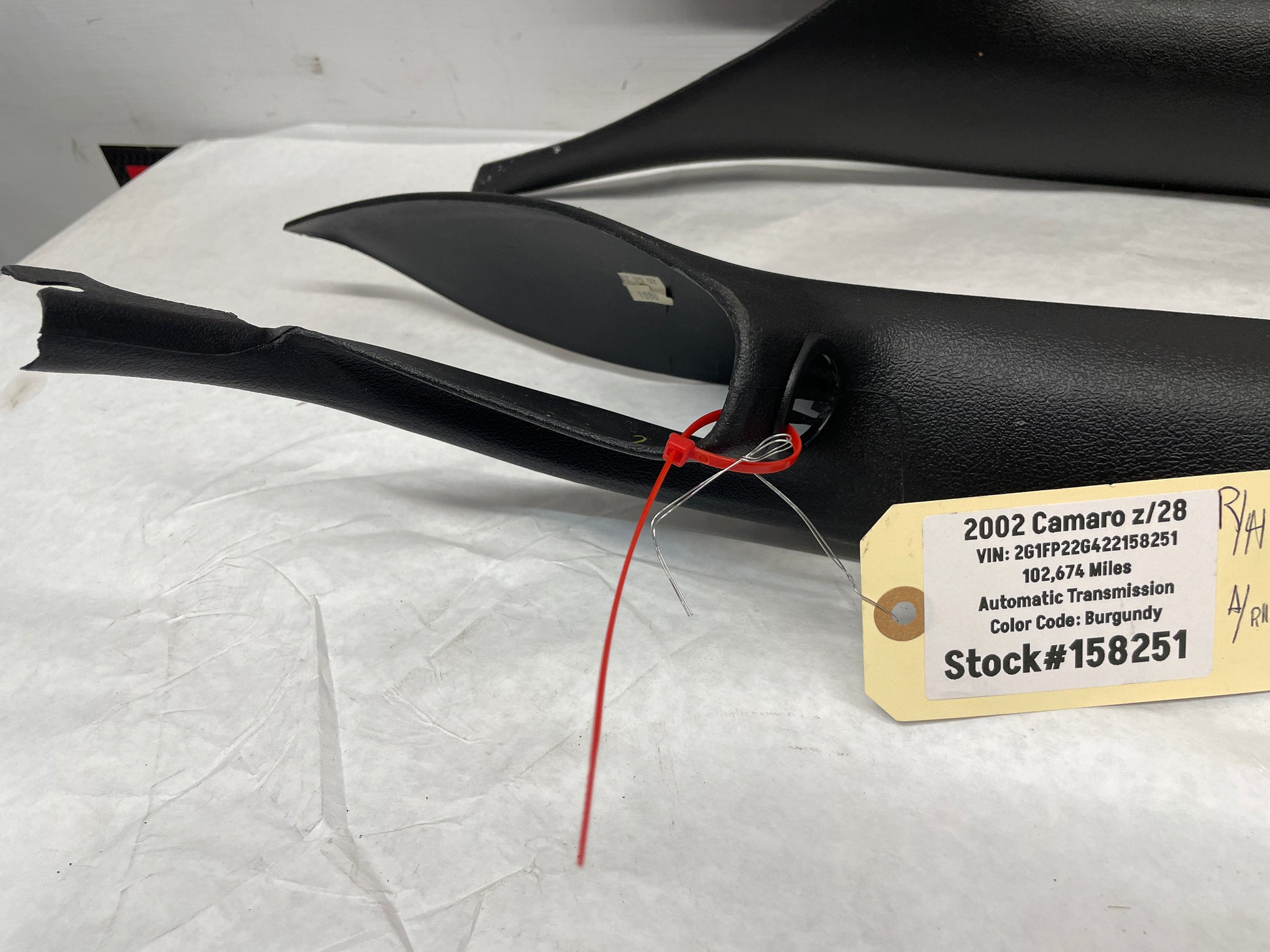 2002 Chevy Camaro Z28 RH & LH Hard Top Hardtop Interior A Pillars Trims OEM - Day's Parts Yard
